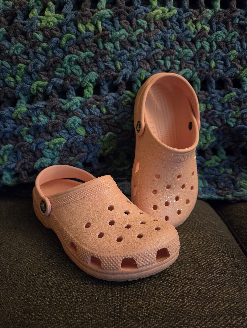 Pink, Glitter Crocs Size J4